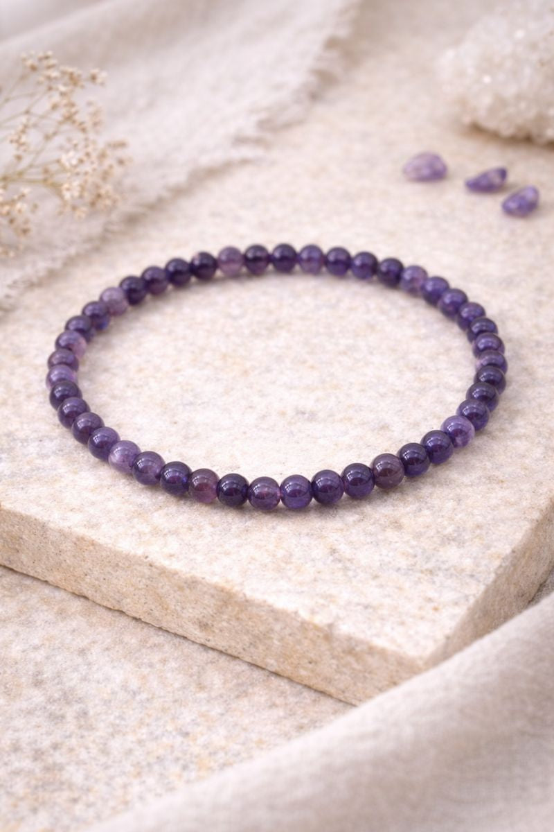 Amethyst Beaded Bracelet — 4 mm | Calm & Clarity Crystal