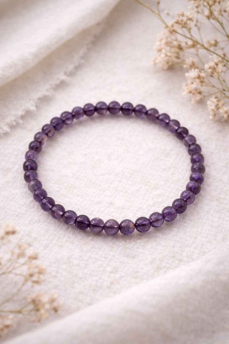 Amethyst Stretch Bracelet — 4 mm Beaded