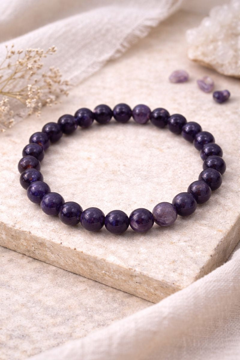 Amethyst Beaded Bracelet — 8 mm | Stone of Peace
