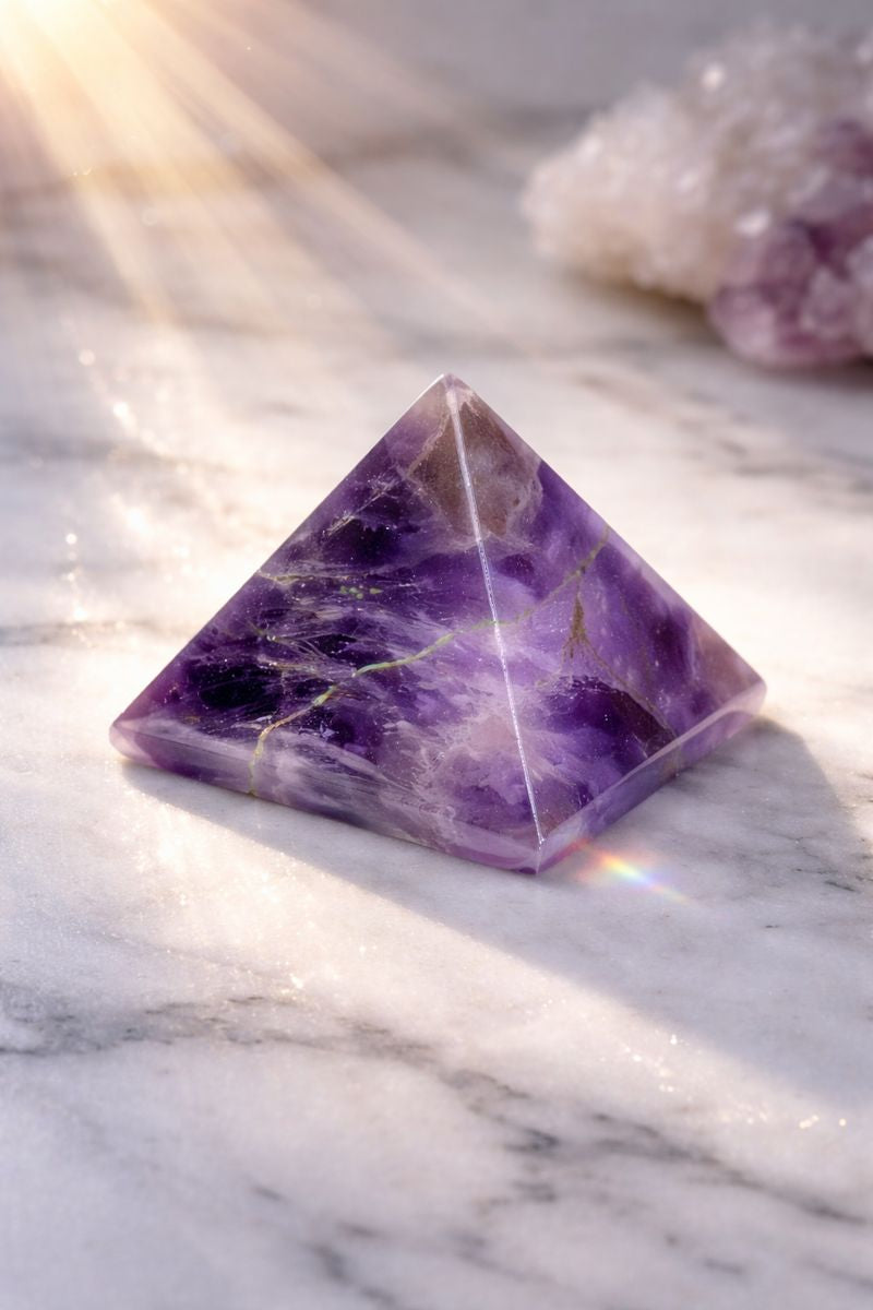 Amethyst Pyramid — Sacred Geometry Crystal (25–30 mm)