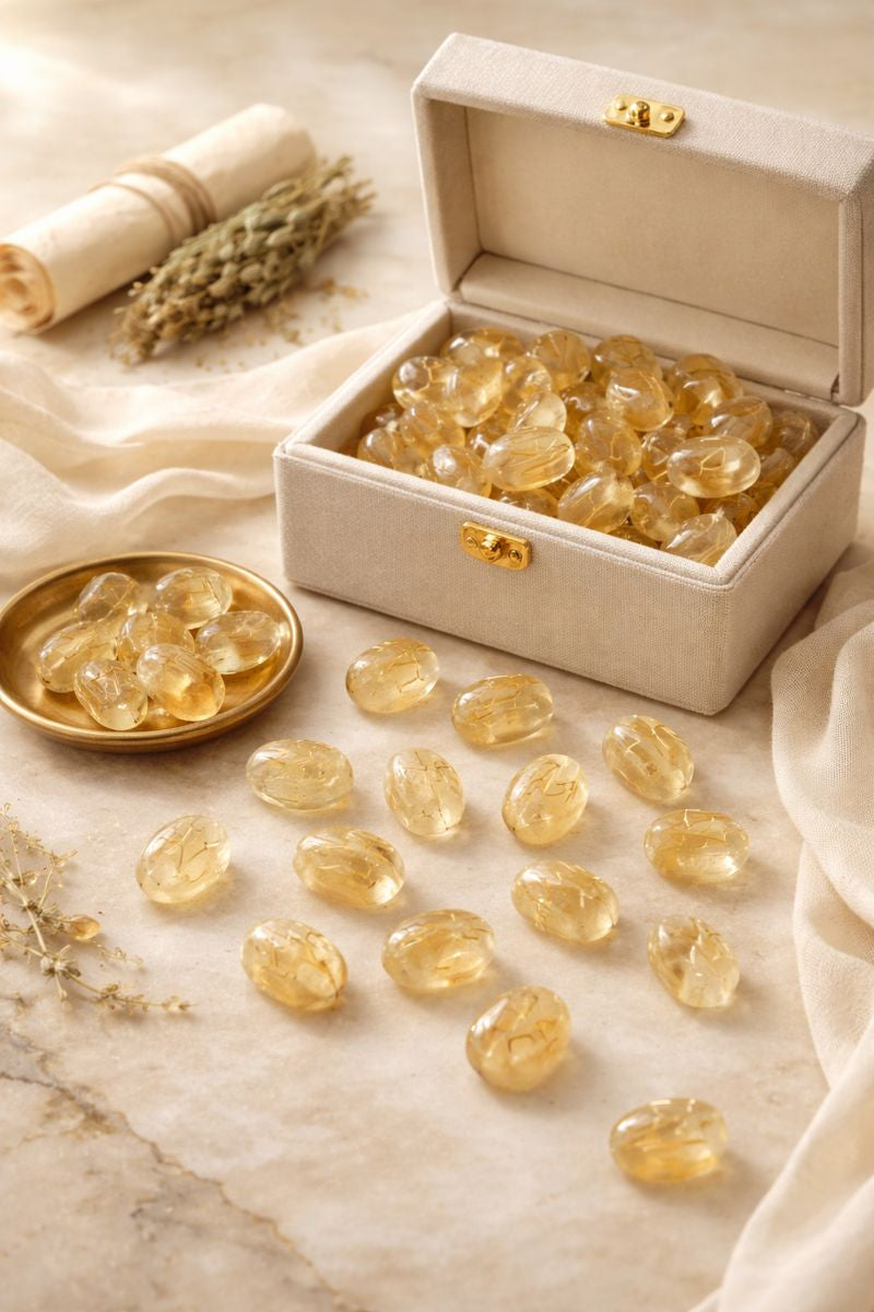 Citrine Rune Set — Carved Divination Stones