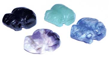 Gem Stone Frog Beads (Set of 12) — 15–20 mm Carved Totem Beads