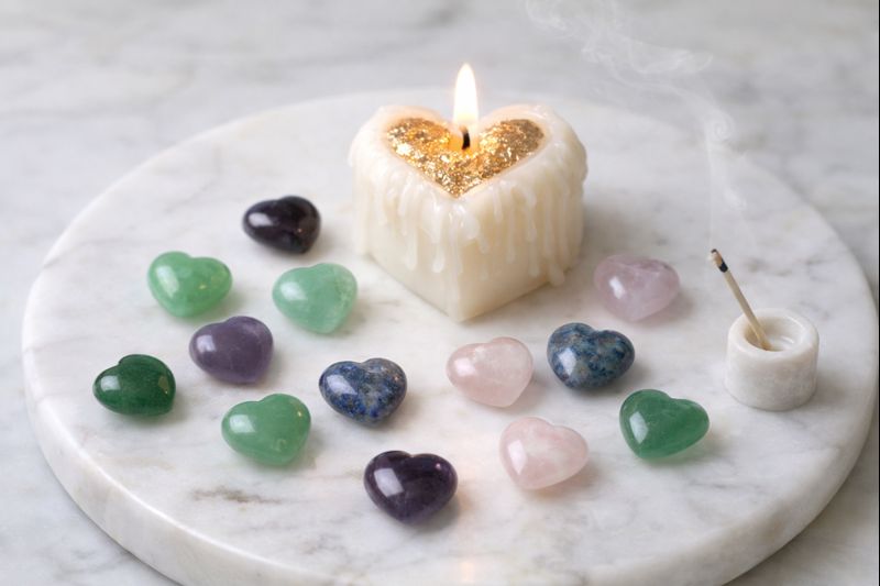 Stone Heart Beads (2-Pack) | 15 mm Carved Gemstone Hearts