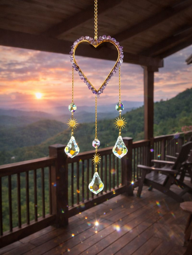 Amethyst Heart Sun Catcher — 17"