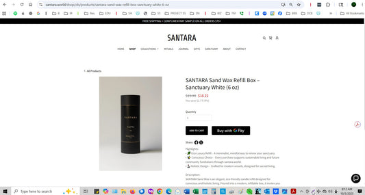 SANTARA Sand Wax Refill Box – Sanctuary White (6 oz)