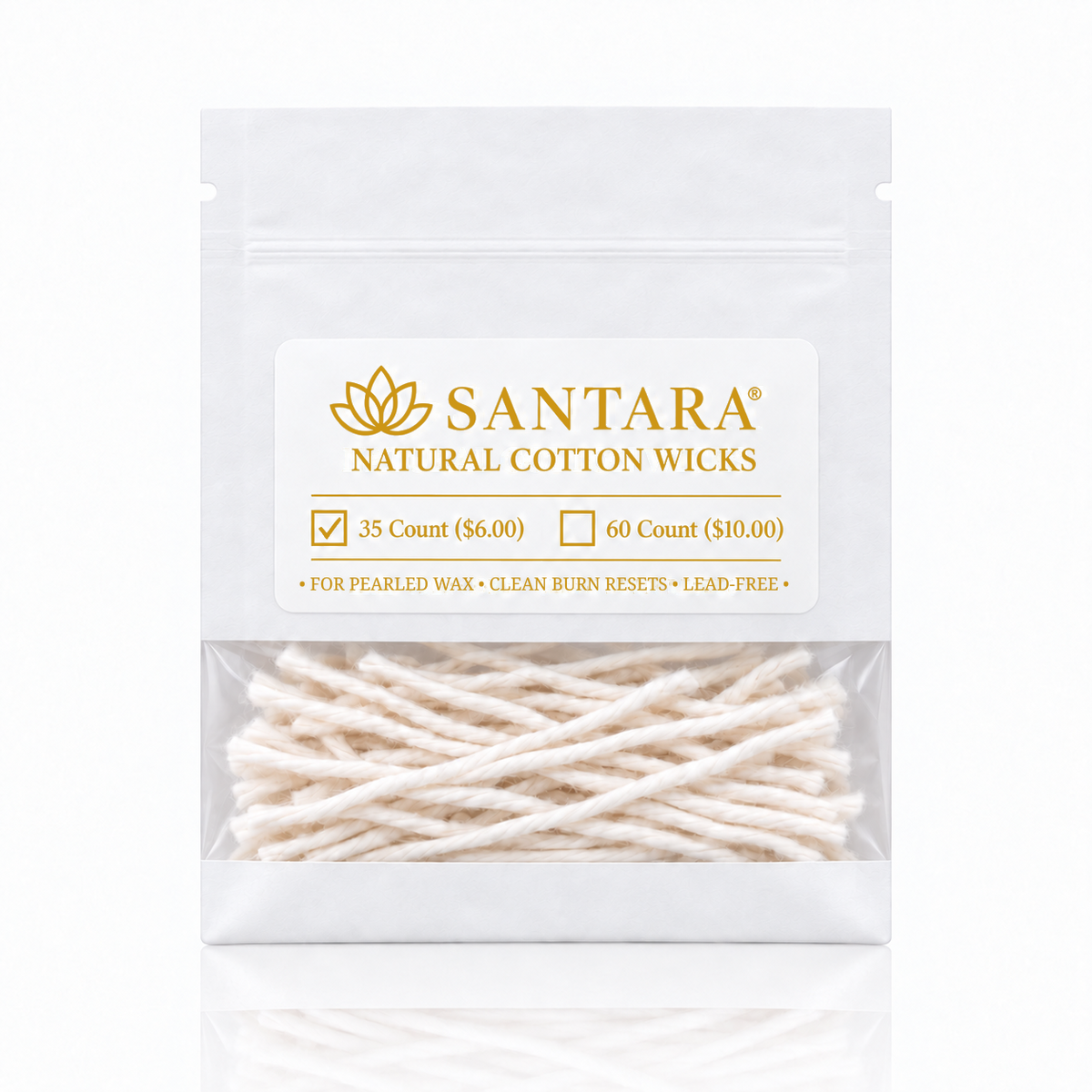 SANTARA® Natural Cotton Wicks — 35 Count