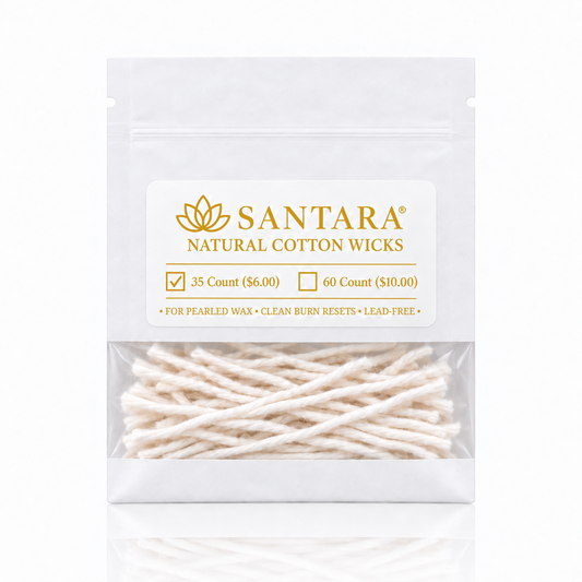 SANTARA clean burning, lead free Natural Cotton Wicks refill pack, 35 count.