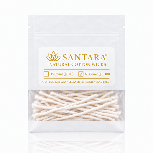SANTARA clean burning, lead free Natural Cotton Wicks refill pack, 35 count.