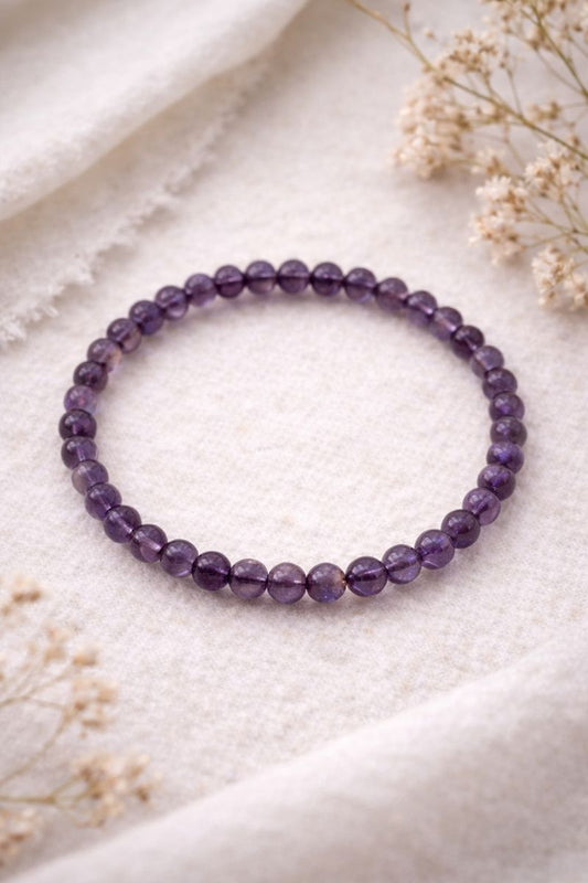 Amethyst Stretch Bracelet — 4 mm Beaded