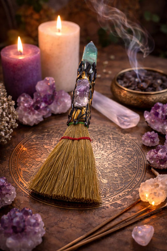 Amethyst Crystal Hearth Broom — 7"