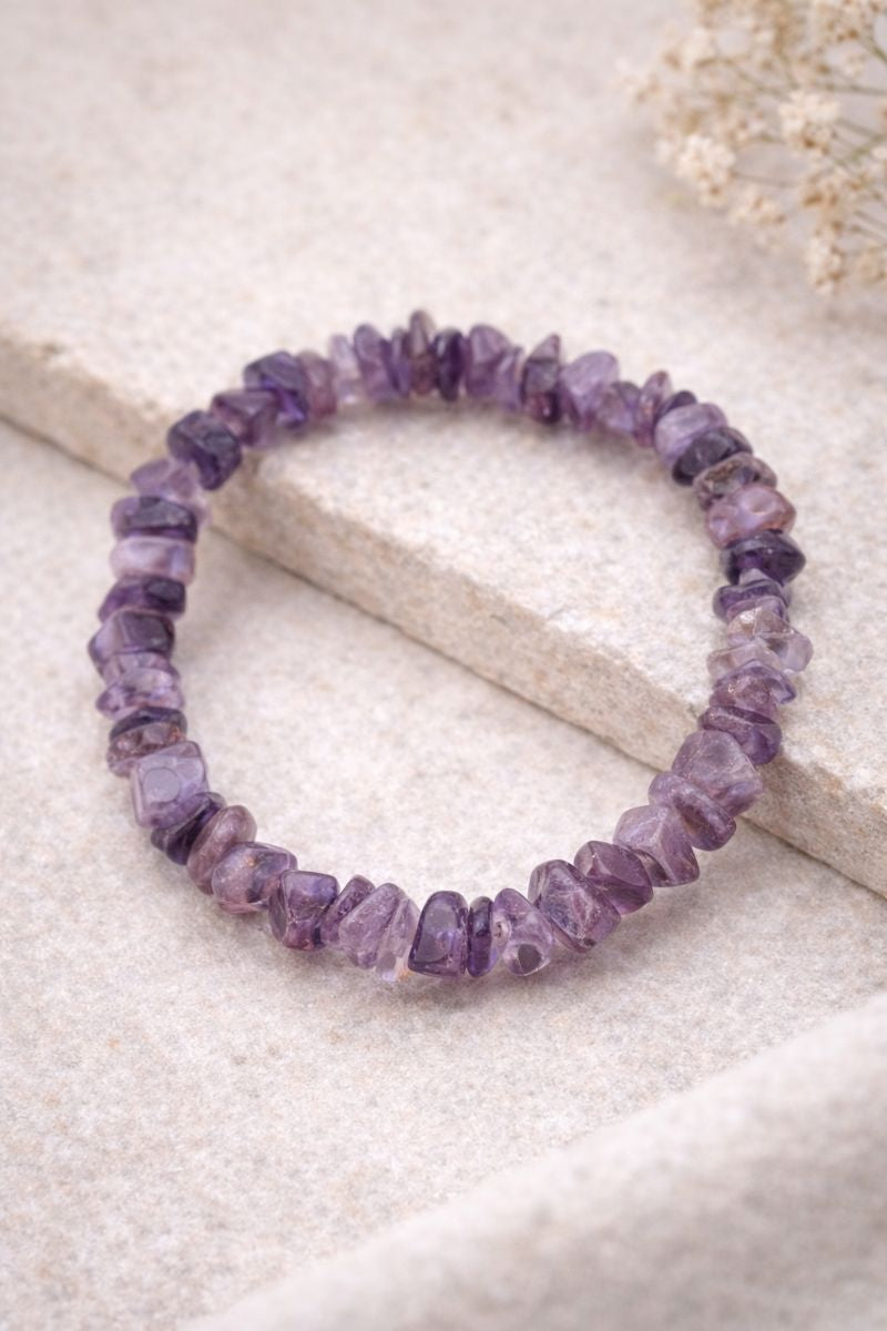Amethyst Chip Bracelet — Natural Stone Stretch Bracelet