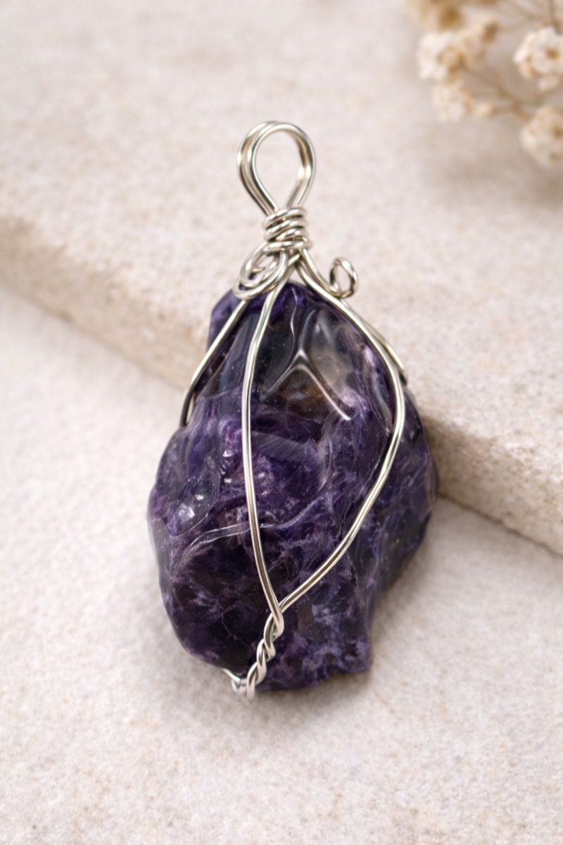 Amethyst Wire Wrapped Pendant (Polished)