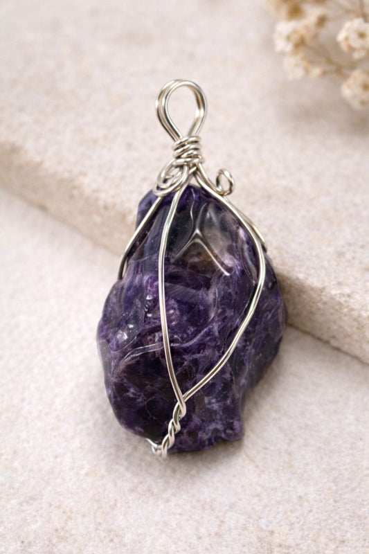 Amethyst Wire Wrapped Pendant (Polished)