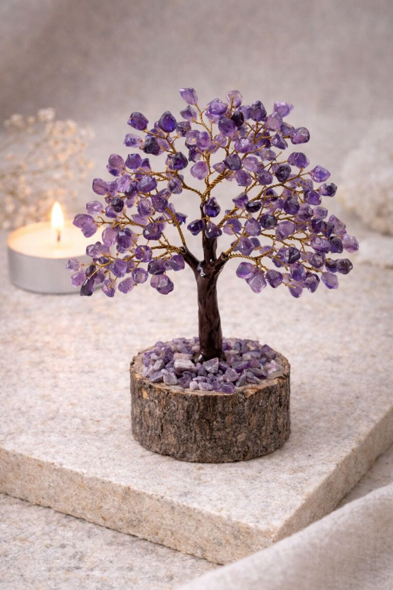 Amethyst Gemstone Tree — 160 Beads | Crystal Bonsai Sculpture