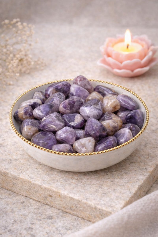 Chevron Amethyst Tumbled Stones — 1 lb | Quartz & Amethyst Blend