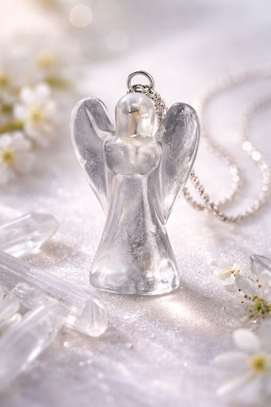 Clear Quartz Angel Pendant — Polished Crystal