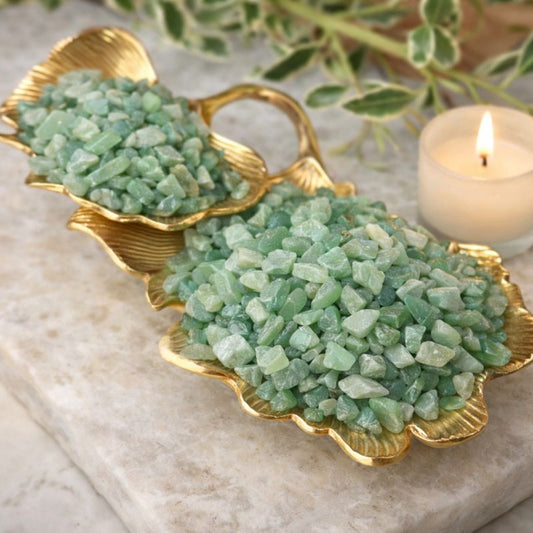 Green Aventurine Tumbled Chips — 1 lb (8–12 mm)