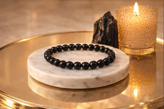 Black Tourmaline Bracelet — 8 mm Beaded