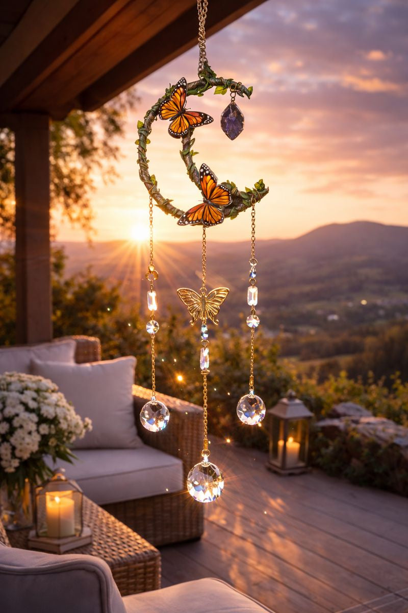 Amethyst Moon with Butterfly Sun Catcher — 21"