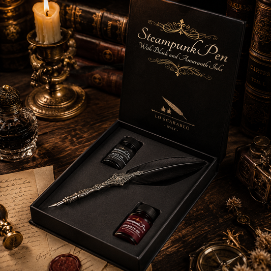 The Alchemist’s Quill Calligraphy Writing Set: Including Steampunk Pen, Black & Amaranth Ink