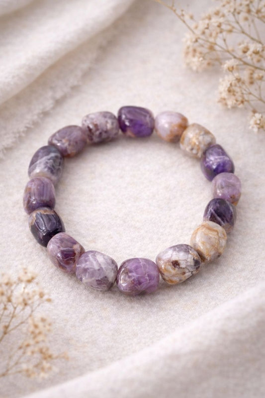 Chevron Amethyst Nugget Bracelet — Quartz & Amethyst