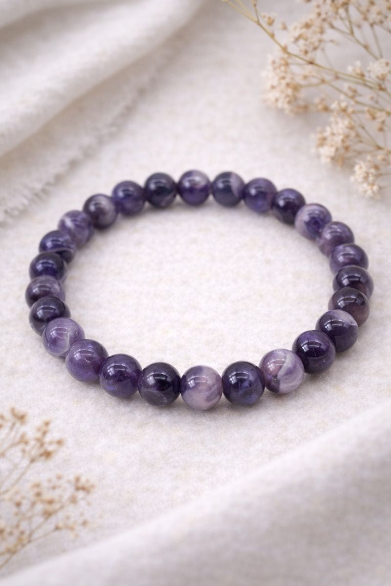 Chevron Amethyst Bracelet  — 8 mm Beaded