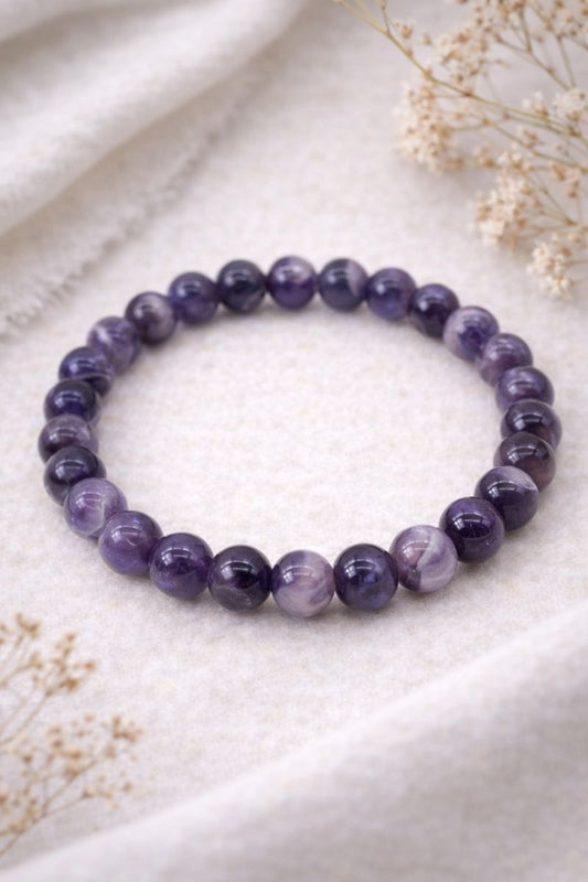 Chevron Amethyst Bracelet  — 8 mm Beaded