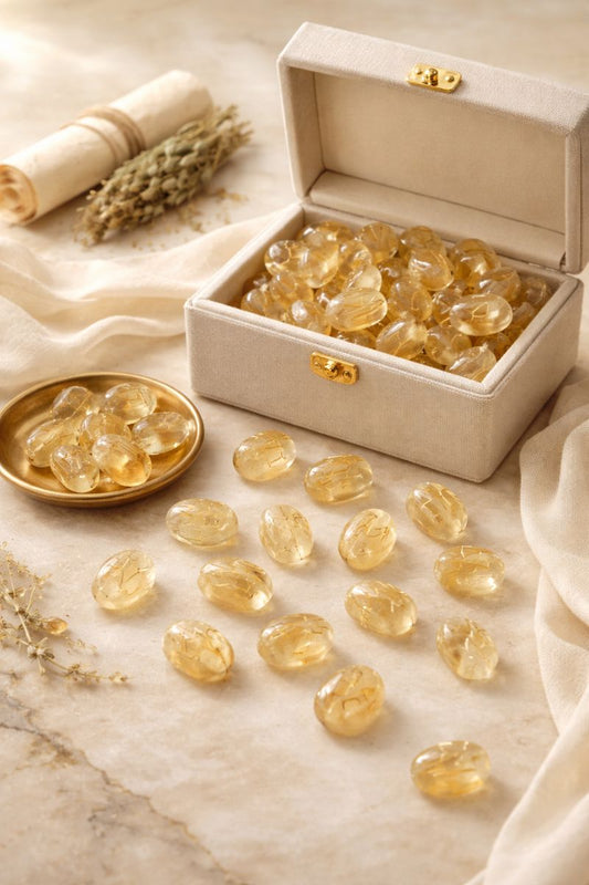 Citrine Rune Set — Carved Divination Stones