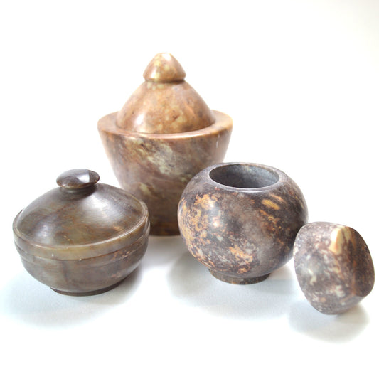 Gini Natural Soapstone Planter Pots for Herbs (set of 3)  | Urban Garden