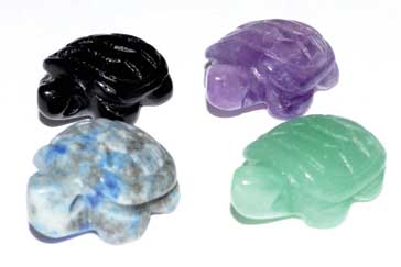 Gem Stone Turtle Beads (Set of 12) — 15–20 mm Carved Totem Beads