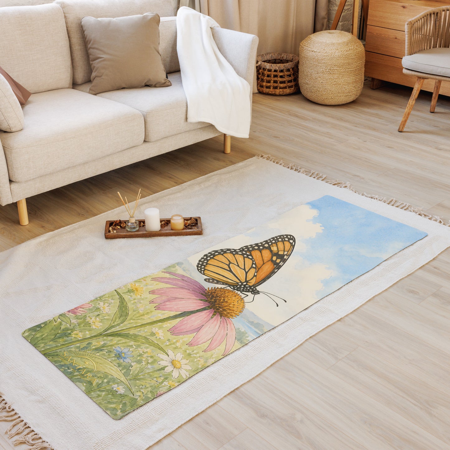 MONARCH MEADOW Meditation Yoga Mat + Sling